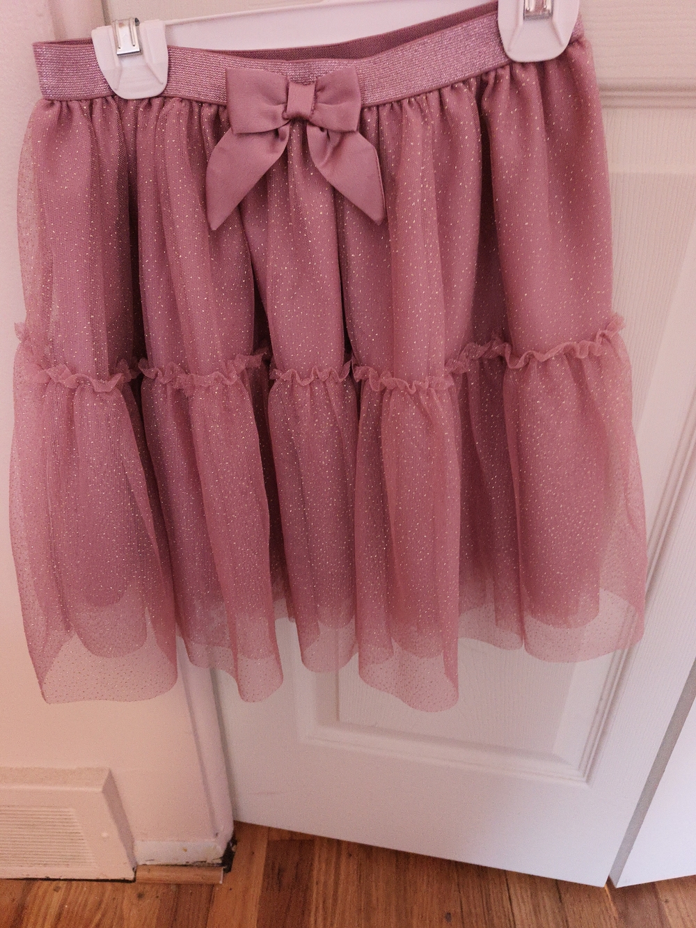 H&M Dusty Rose Glitter Layered Tulle Skirt With Matching Shirt Size 8-10